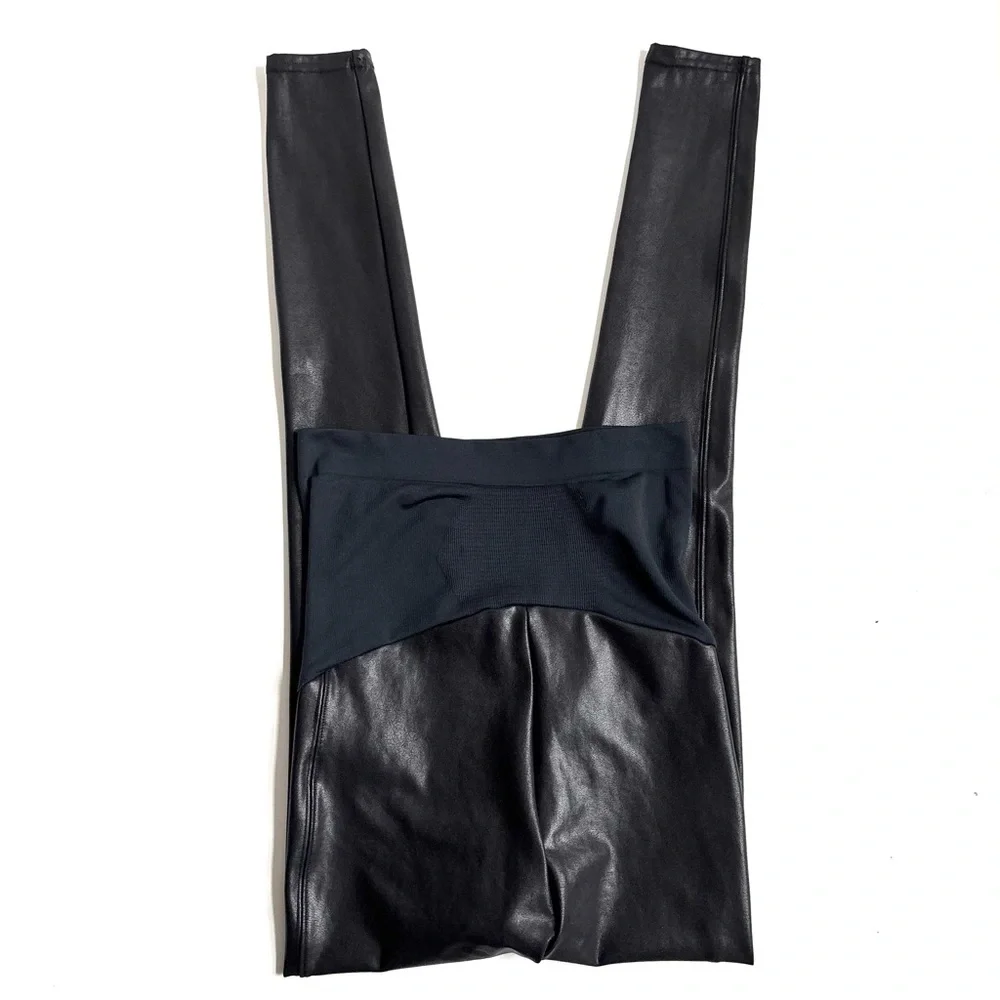 Spanx Mama Maternity Faux Leather Leggings Black Size Small